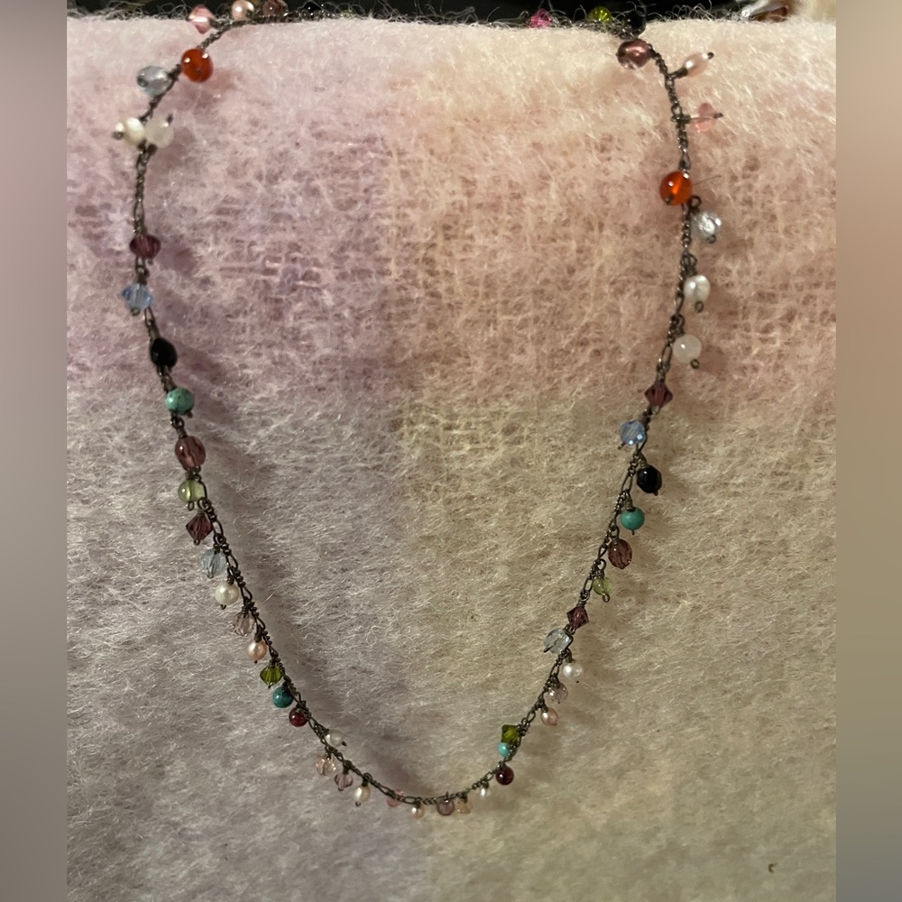 Multicolor beads & silver necklace
